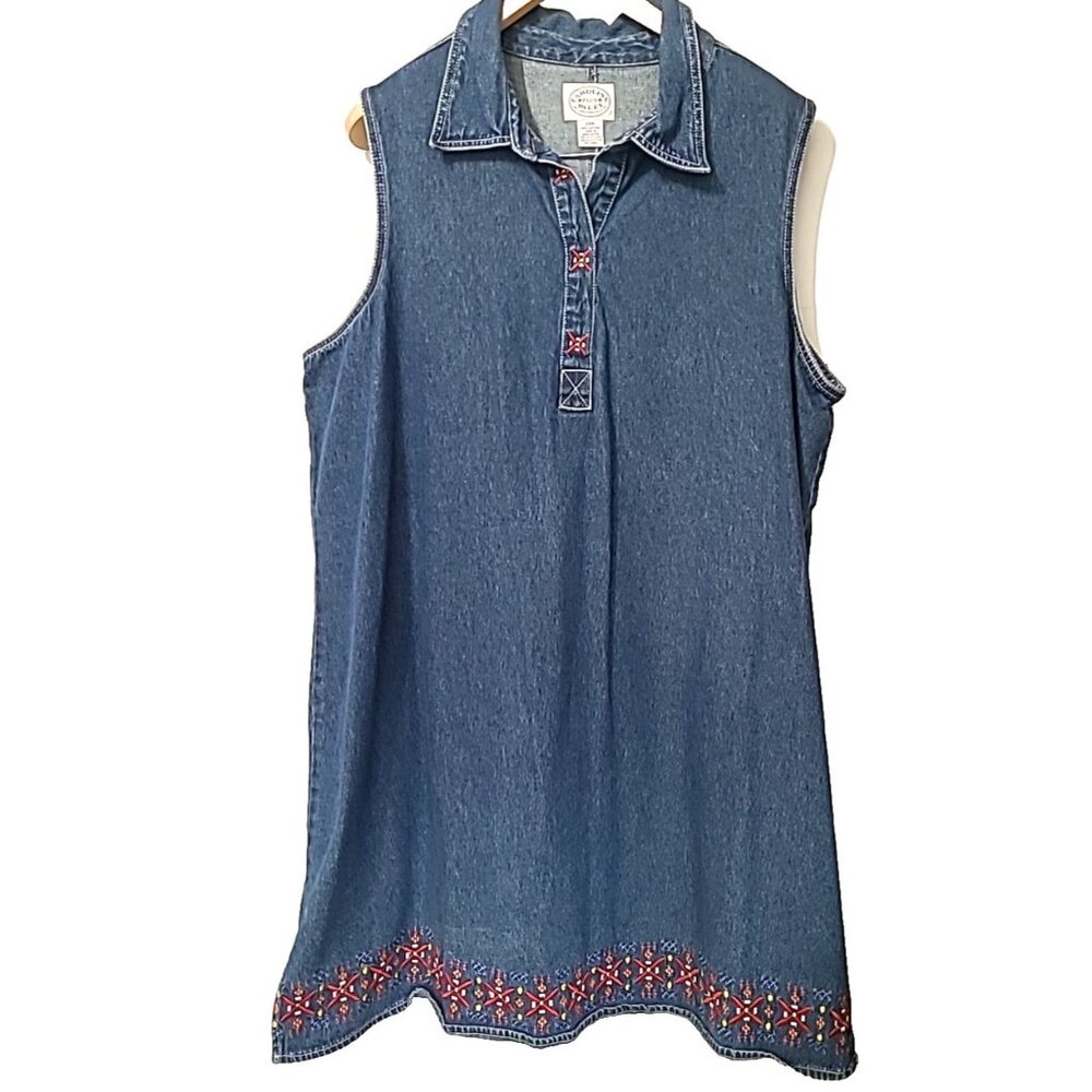 Carolina Blues Denim Jumper Dress Cottagecore Plus Size 24W Sleeveless Retro Y2K
